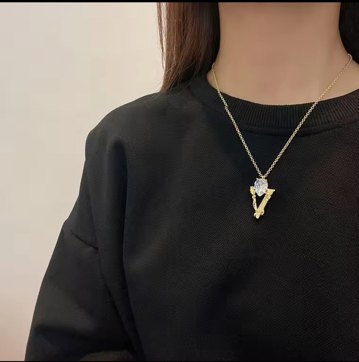 Nytt 18k guldpläterat transparent ädelstenhalsband