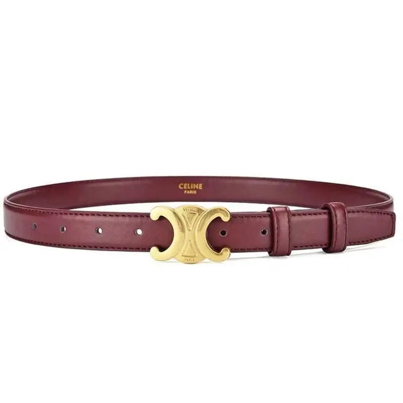 Classic Slim Leather Belt with Elegant Gold Buckle