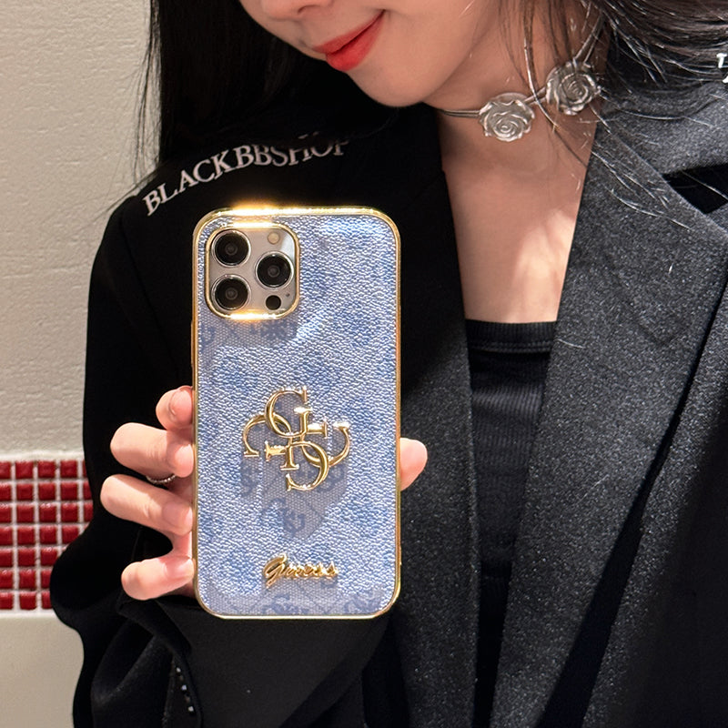 Gue Gold Logo Logo Кожаный чехол для iPhone