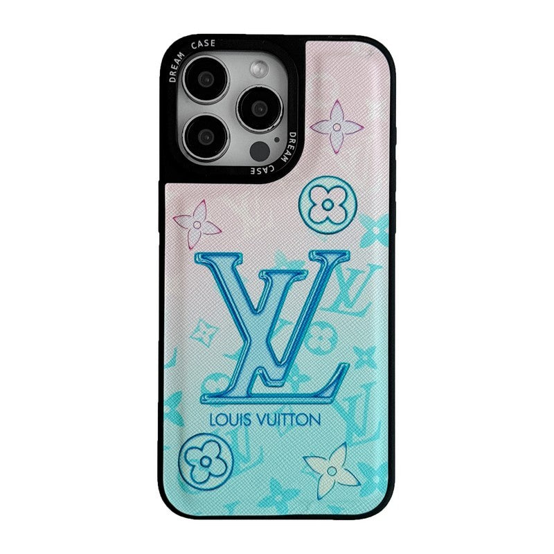 Étui iPhone en cuir bleu Lou