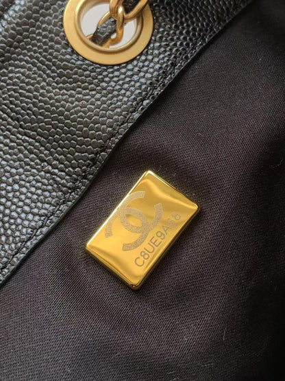 CC 25 Mała torebka ze skóry cielęcej licowej & Złota metalowa torba