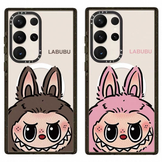 Leuke Cartoon Labubu | Big Head Roze Bruin - Telefoonhoesje Samsung Galaxy S25 S24 S23 S22 Ultra