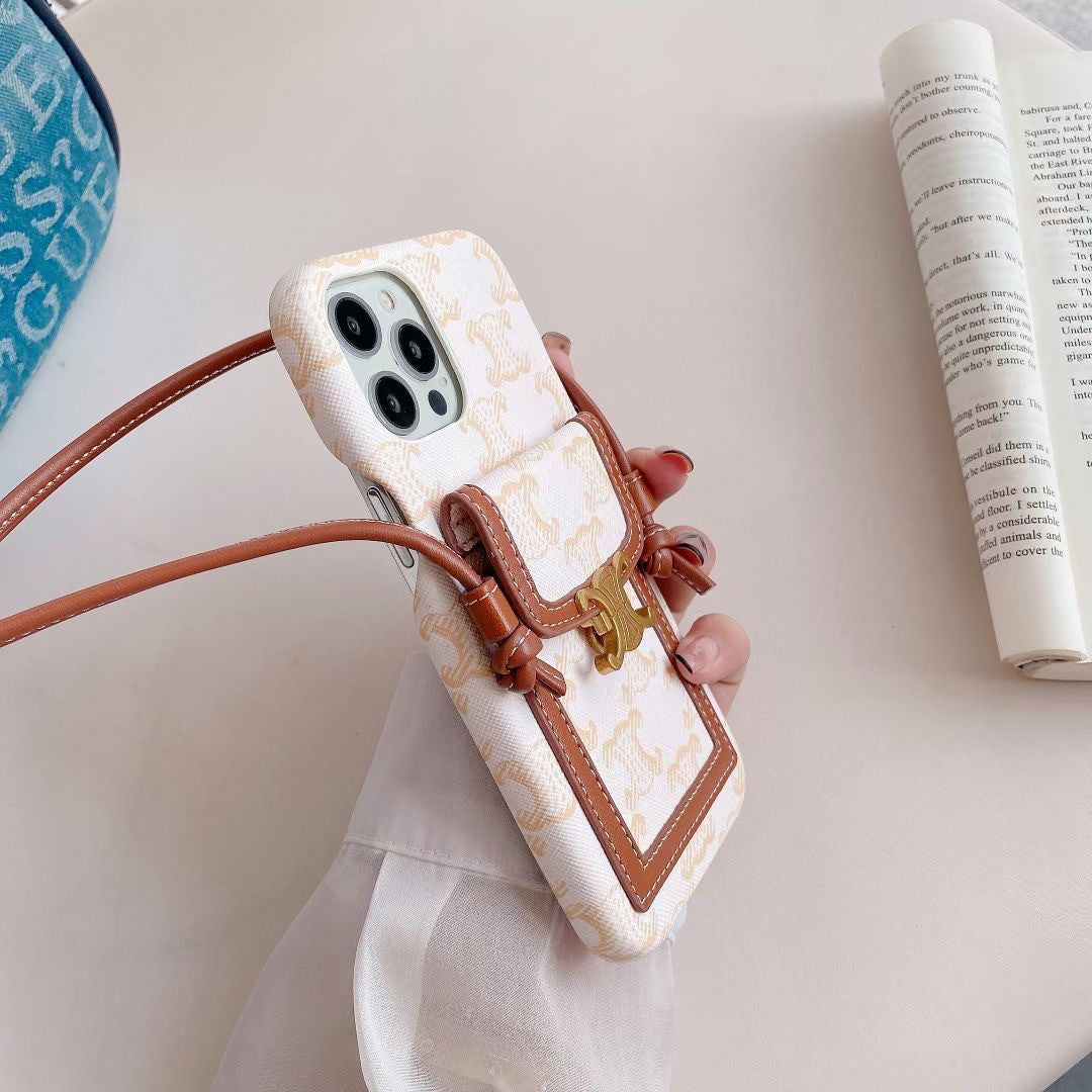 Fehér Celine iPhone tok kártyatartóval -LH240109