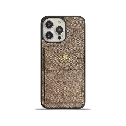 Тренер iPhone Case с держателем карты кошелек светло -коричневый -SK240425