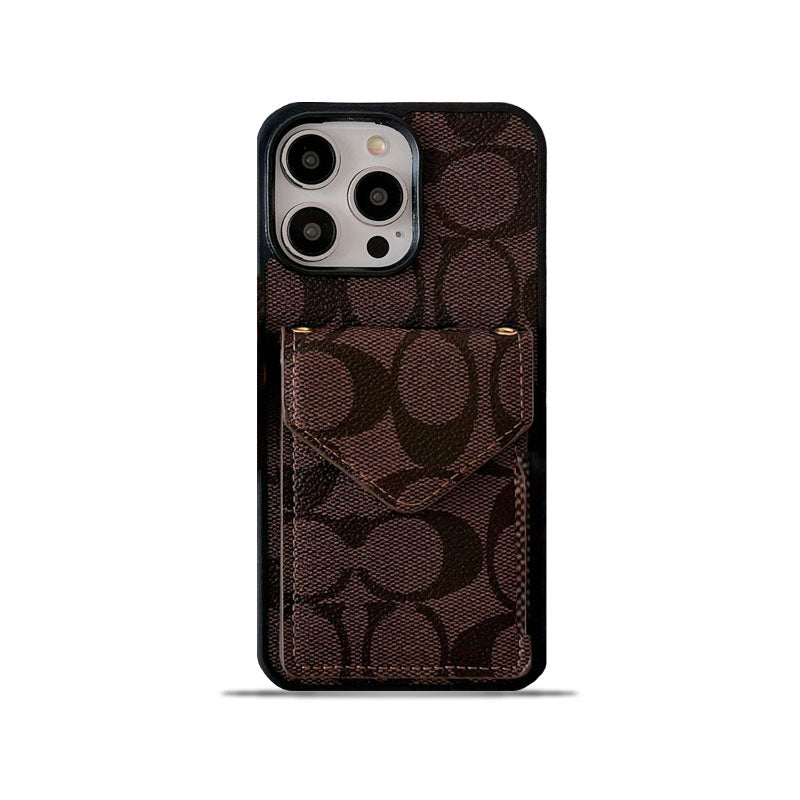 Coach iPhone-etui med kortholder og rem Mørkebrun -SJ240513