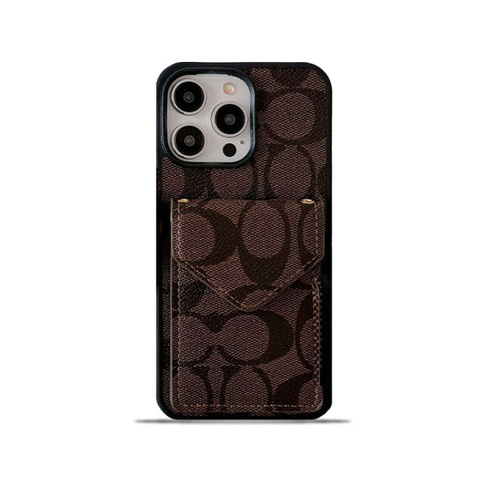 Тренер iPhone Case с держателем карты и ремешком Dark Brown -sj240513