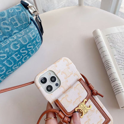 Fehér Celine iPhone tok kártyatartóval -LH240109