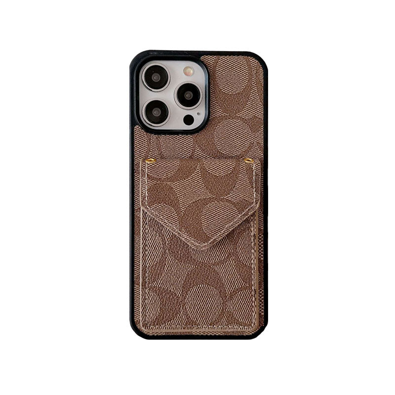 Coach iPhone-etui med kortholder og rem Mørkebrun -SJ240513