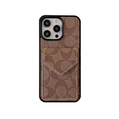Coach iPhone-etui med kortholder og rem Mørkebrun -SJ240513