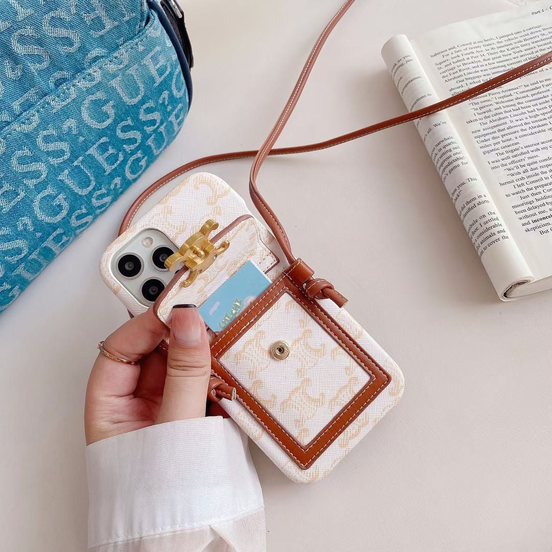 Fehér Celine iPhone tok kártyatartóval -LH240109