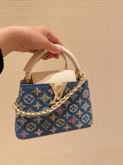 Мини -сумка роскошной джинсовой джинсовой ткани