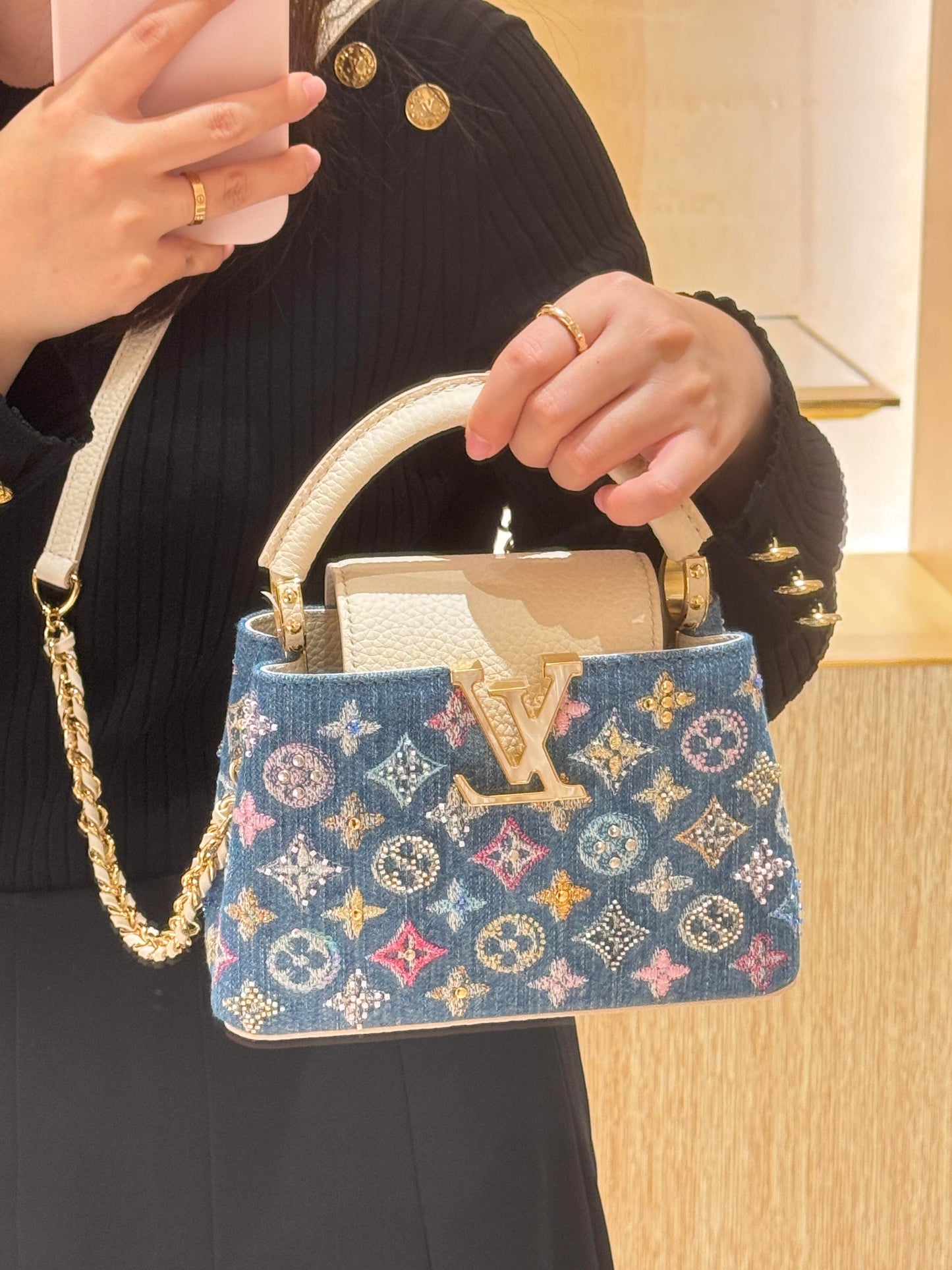 Мини -сумка роскошной джинсовой джинсовой ткани