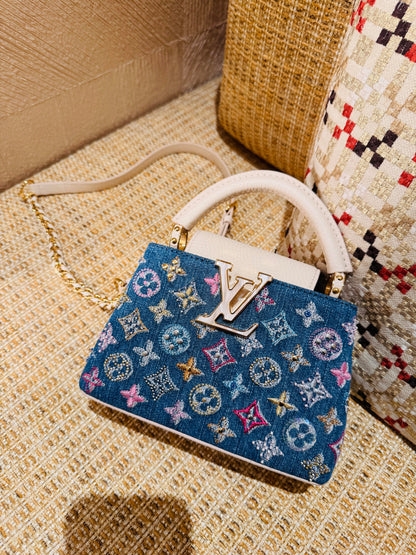 Мини -сумка роскошной джинсовой джинсовой ткани