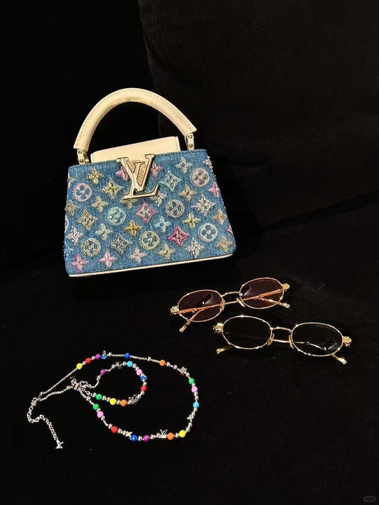 Мини -сумка роскошной джинсовой джинсовой ткани