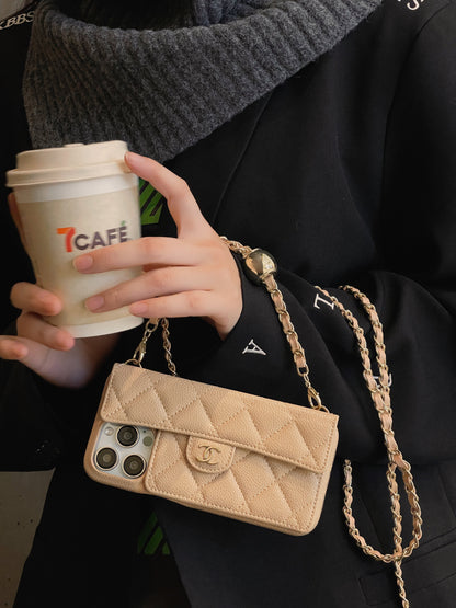 Корпус роскошного кошелька для iPhone с цепочкой рук /кроссба