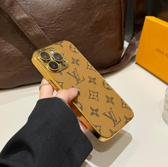 Lou Classic Monogram iPhone Case With Electroplated Gold Edges