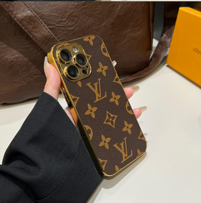 Lou Classic Monogram iPhone Case With Electroplated Gold Edges