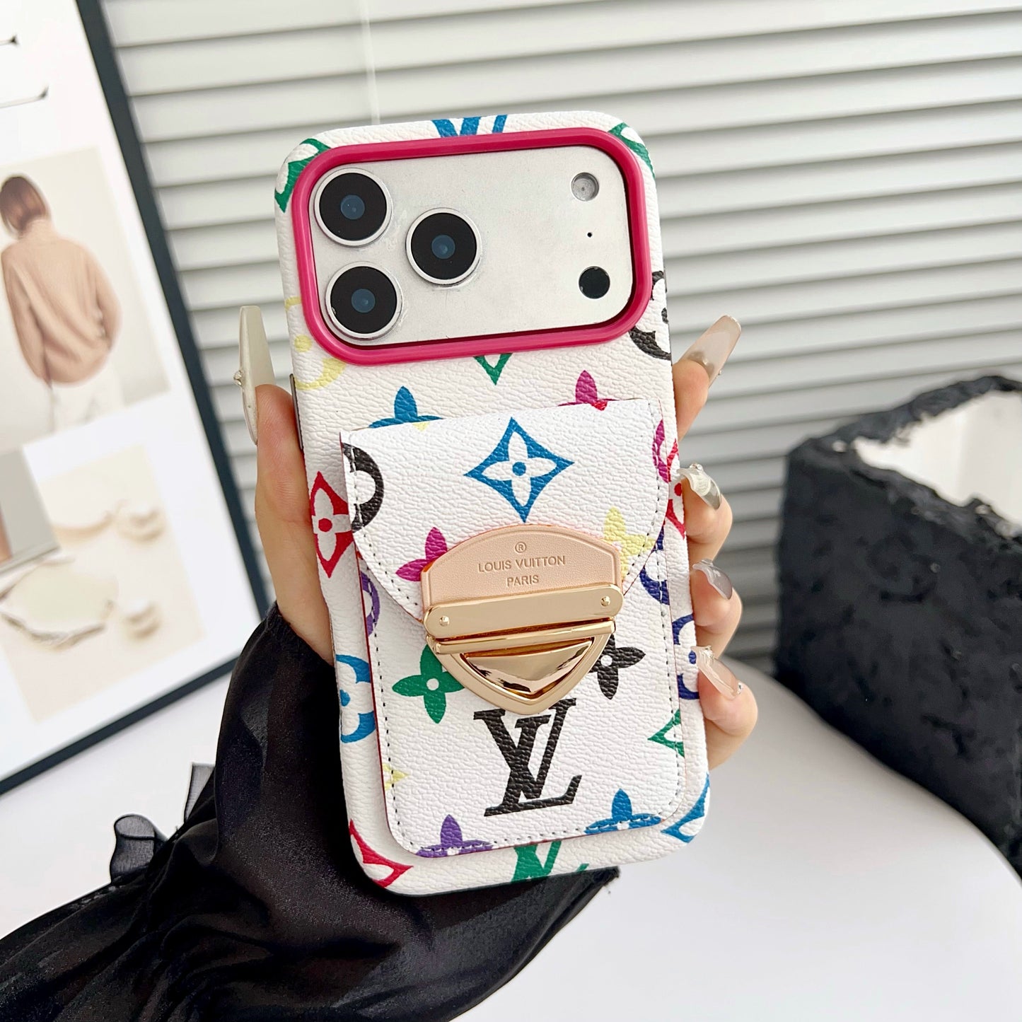 Luxury Crossbody iPhone Case with Card Pocket & Detachable Strap