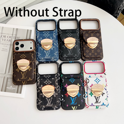 Luxury Crossbody iPhone Case with Card Pocket & Detachable Strap