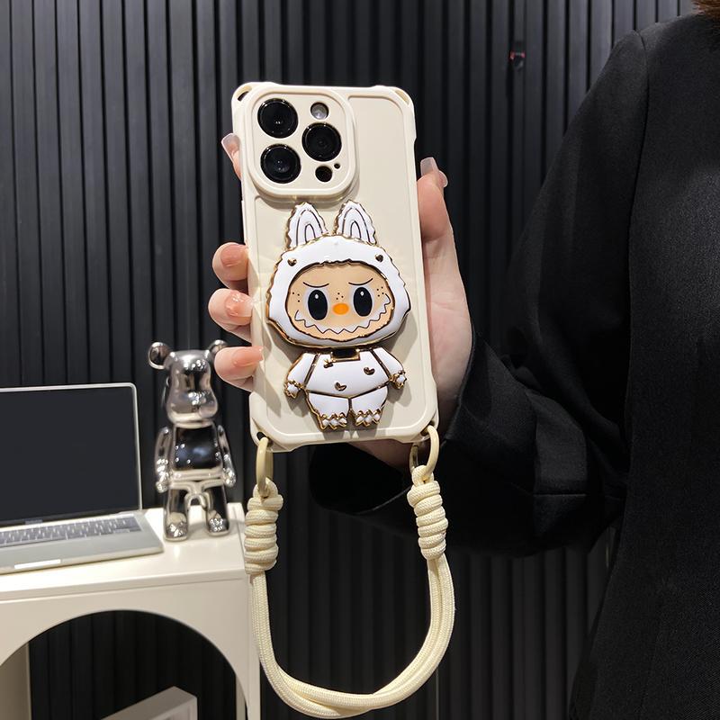 Hard Shell Labubu Mirror Kickstand iPhone Husă – Oglindă rotativă | Design rezistent la socuri