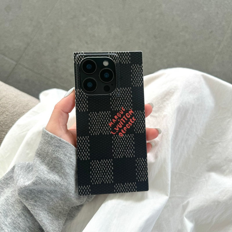 Lou Black & Witte vierkante iPhone-hoes