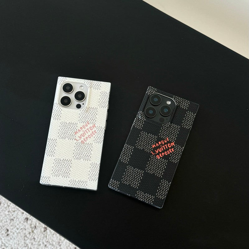 Lou Black & Witte vierkante iPhone-hoes