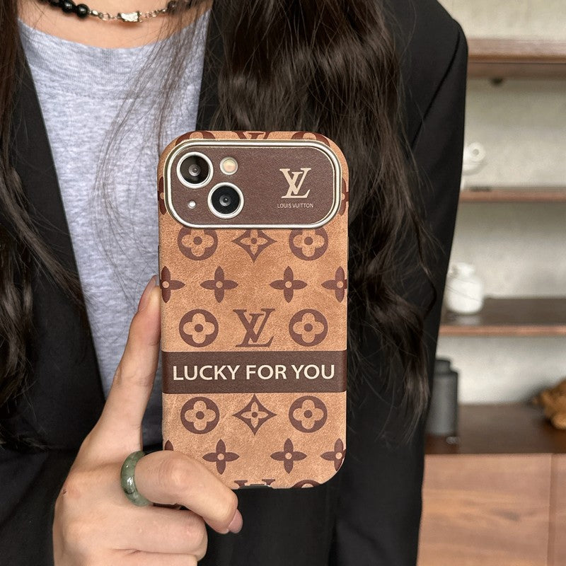 Lou Brown & Black Classic Leather iPhone Case