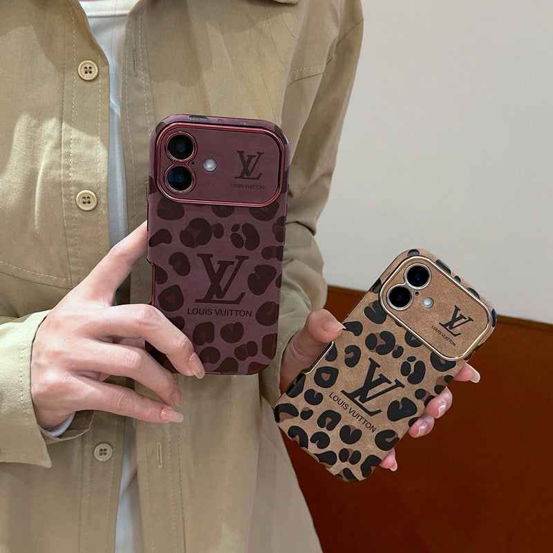 Lou Brown & Purple Color Leather iPhone Case