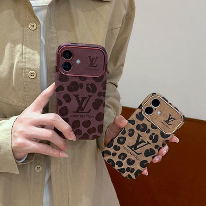 Lou Brown & Purple Color Leather iPhone Case