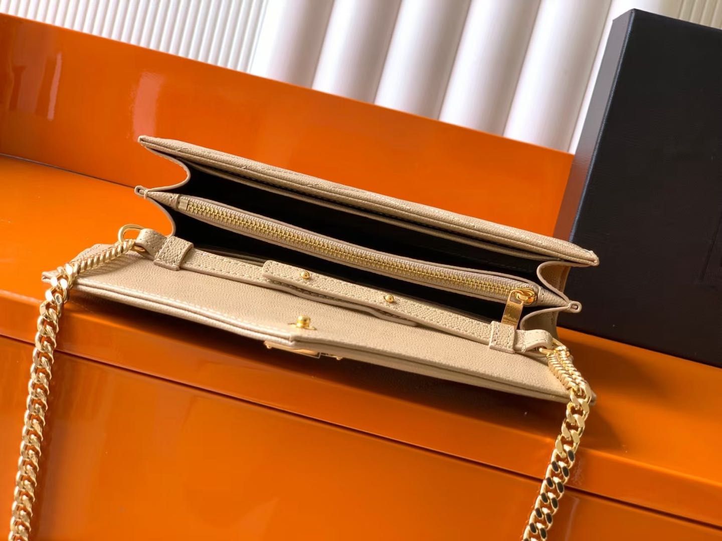 YL- ラムスキン エンベロープ チェーン ウォレット