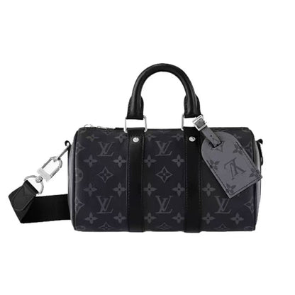 Monogram Style Boston Barrel Bag with Shoulder Strap