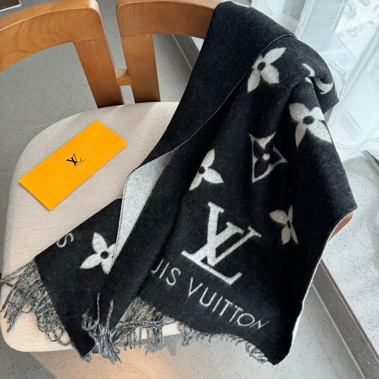 Luxury Reversible Monogram Knit Scarf