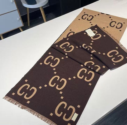 Cozy Double-Sided Knitted Monogram Scarf – Winter Luxury Essential