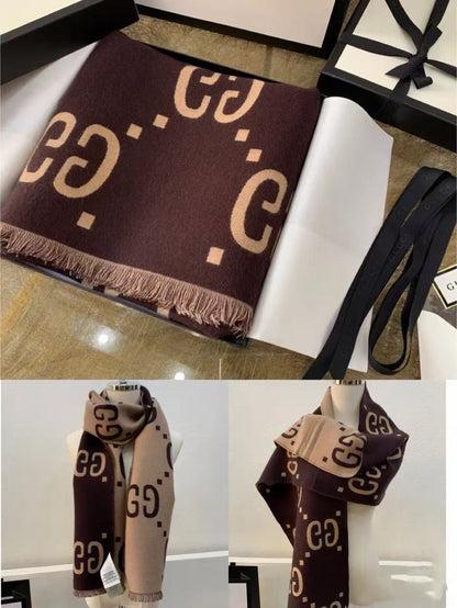 Cozy Double-Sided Knitted Monogram Scarf – Winter Luxury Essential