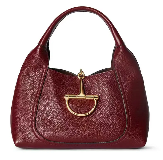 Elegant Leather Top-Handle Bag with Gold Accent