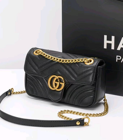 Luxury V-Shaped Chevron Quilted Leather Chain Crossbody Bag for Women