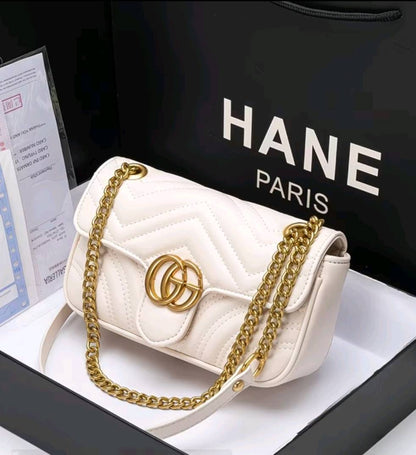 Luxury V-Shaped Chevron Quilted Leather Chain Crossbody Bag for Women