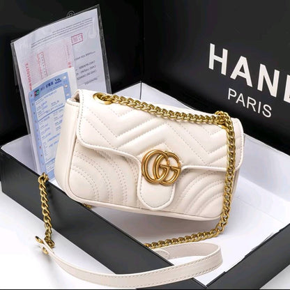 Luxury V-Shaped Chevron Quilted Leather Chain Crossbody Bag for Women