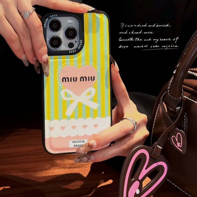 Miu Green & Pink Leather iPhone Case