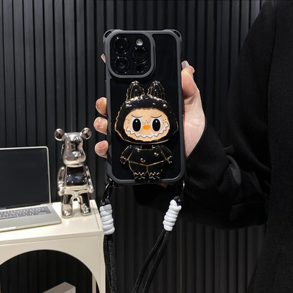 Hard Shell Labubu Mirror Kickstand iPhone Husă – Oglindă rotativă | Design rezistent la socuri