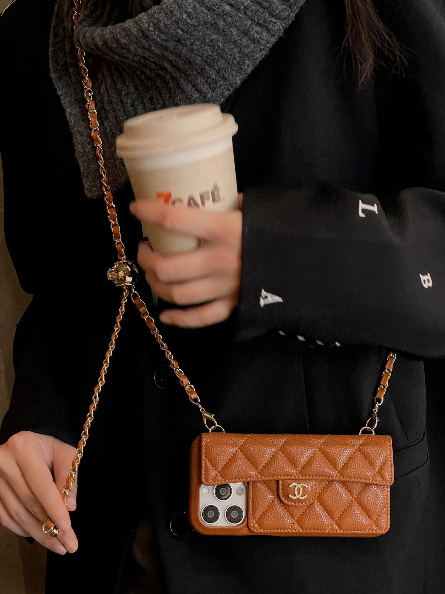 Корпус роскошного кошелька для iPhone с цепочкой рук /кроссба