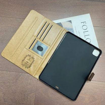 高級キャンバス モノグラム レザー フレッシュ サマー テーマ パターン Apple iPad ケース ブラック