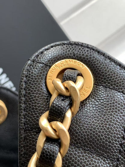 CC 25 Small Handbag Grained Calfskin & Gold-Tone Metal Bag