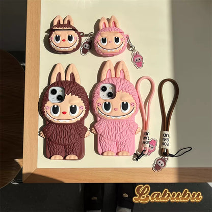 Cute Cartoon Labubu Zimomo Husă din silicon | Maro Roz - Husa iPhone