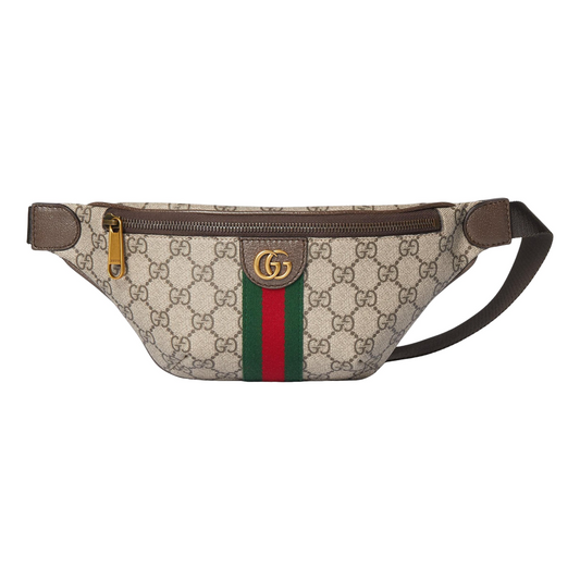 Classic Monogram Belt Bag with Green & Red Stripe