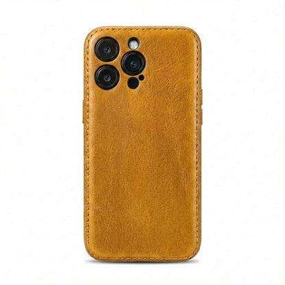 Kakavy Handcrafted Vegetable-Tanned Leather iPhone Case – Vintage Patina Edition
