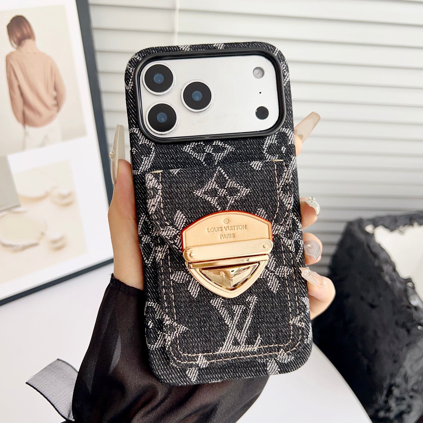 Luxury Crossbody iPhone Case with Card Pocket & Detachable Strap