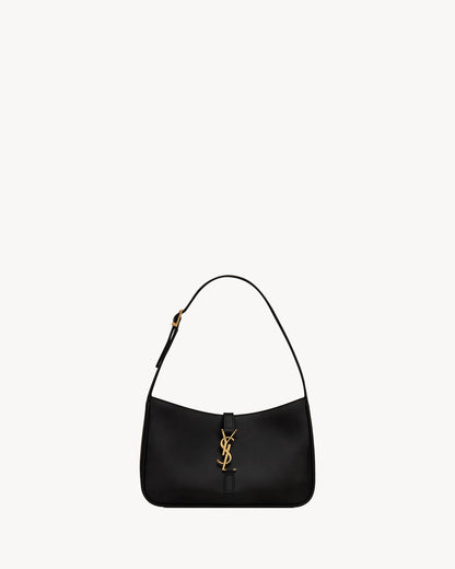Saint Laurent Le 5 à 7 Patent Leather Hobo – Burgundy Elegance