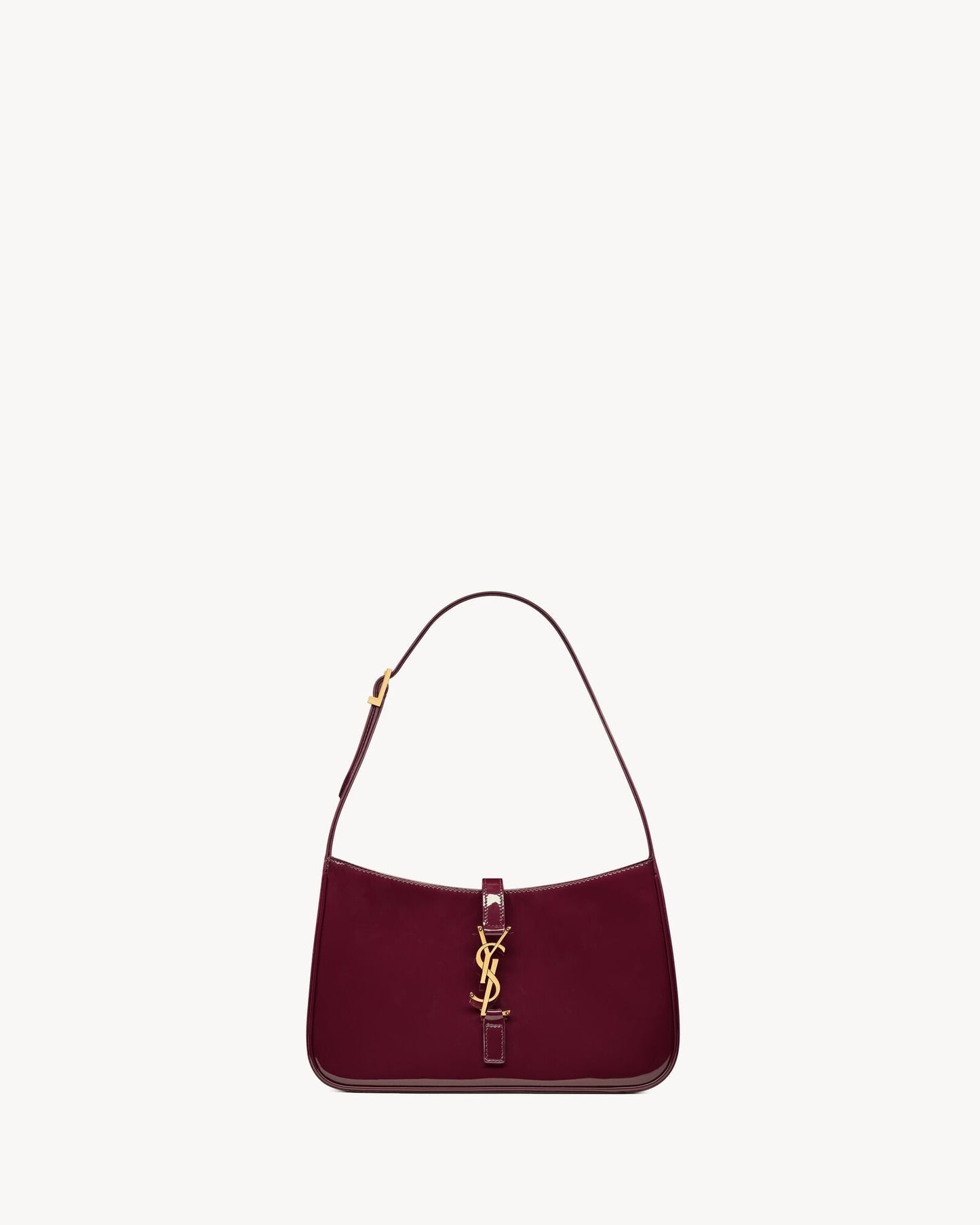 Saint Laurent Le 5 à 7 Lakkbőr Hobo – Burgundy Elegance