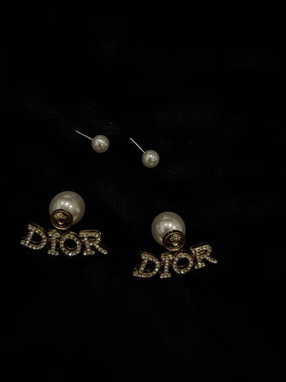 D!0r pearl diamond earring with gift bag and box